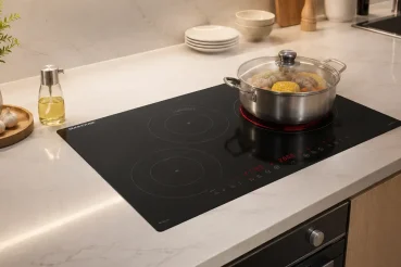 Bếp điện âm lắp chìm trên mặt đá bếp hiện đại