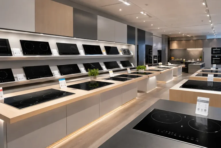 Nhiều mẫu bếp điện từ với các phân khúc giá khác nhau tại showroom