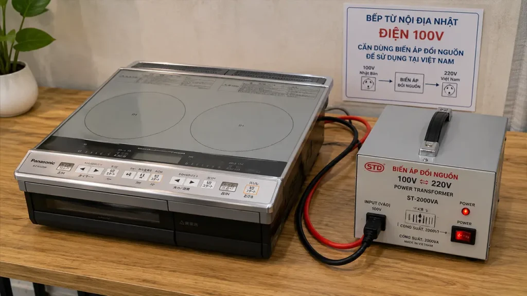 Bếp từ nội địa Nhật sử dụng biến áp 100V