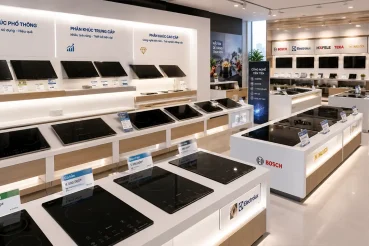 Các mẫu bếp điện từ với nhiều phân khúc giá tại showroom