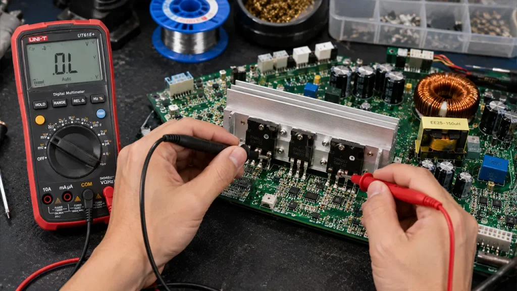 Kỹ thuật viên kiểm tra IGBT bếp từ