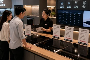 Người dùng tìm hiểu review bếp từ