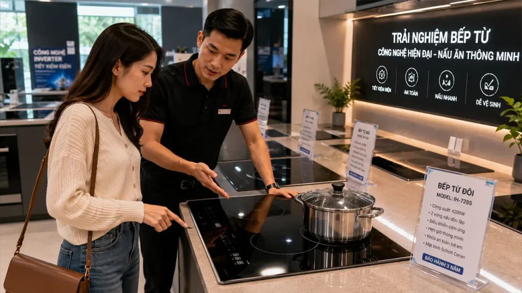 Trải nghiệm bếp từ tại showroom