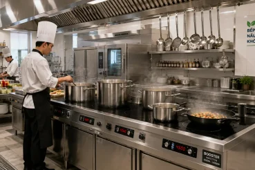 Bếp điện công nghiệp sử dụng trong bếp nhà hàng hiện đại