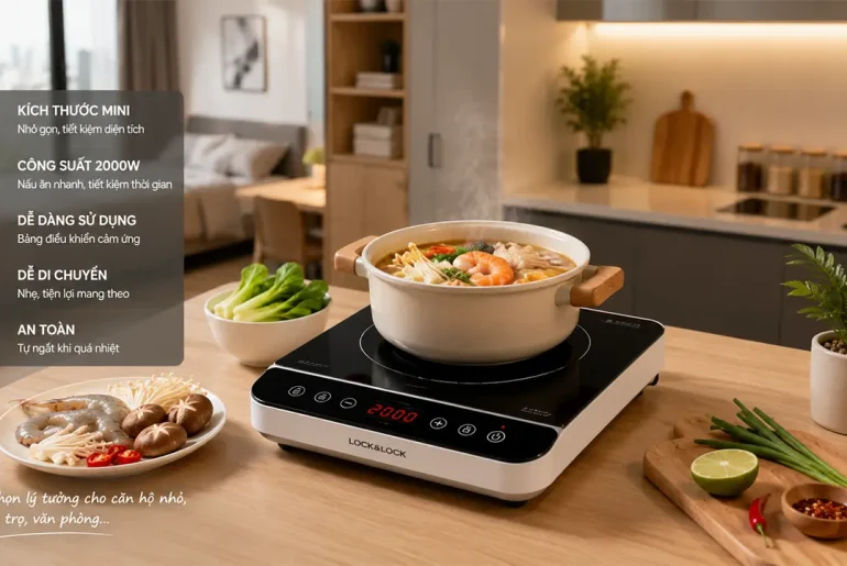 Bếp điện mini nhỏ gọn sử dụng trong căn bếp hiện đại