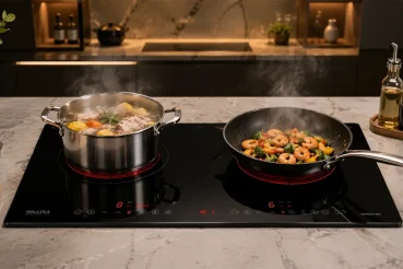 Bếp từ 2 vùng nấu hiện đại trong căn bếp gia đình