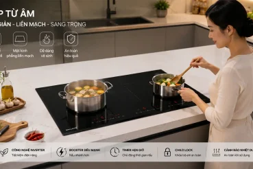 Bếp từ âm lắp chìm trong gian bếp hiện đại