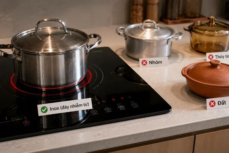Bếp từ sử dụng nồi có đáy nhiễm từ
