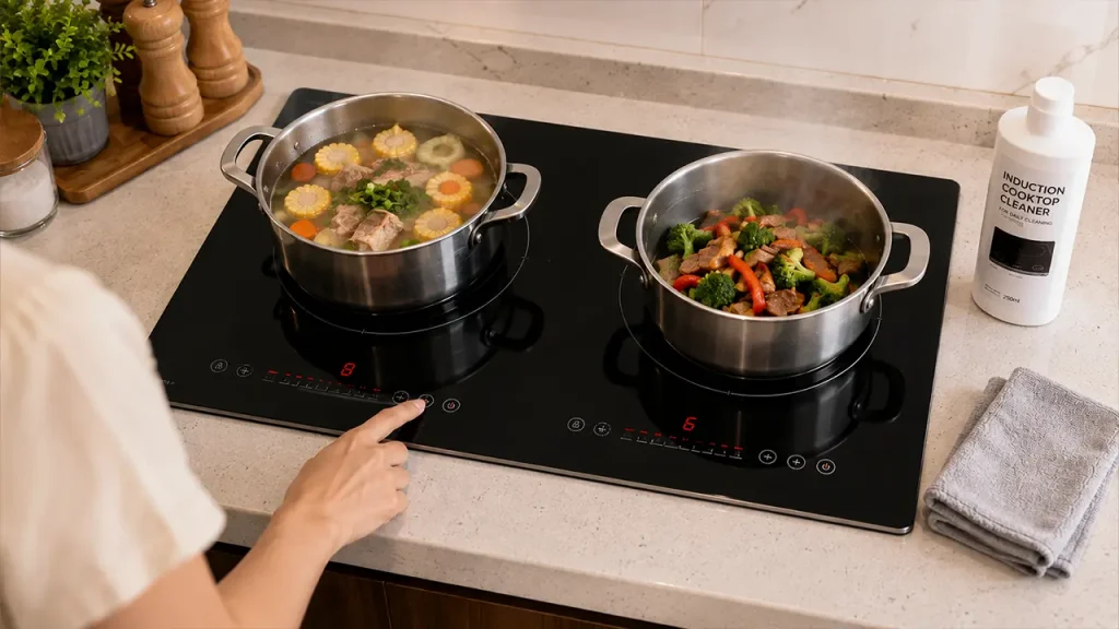 Hướng dẫn sử dụng bếp từ 2 vùng nấu đúng cách và an toàn