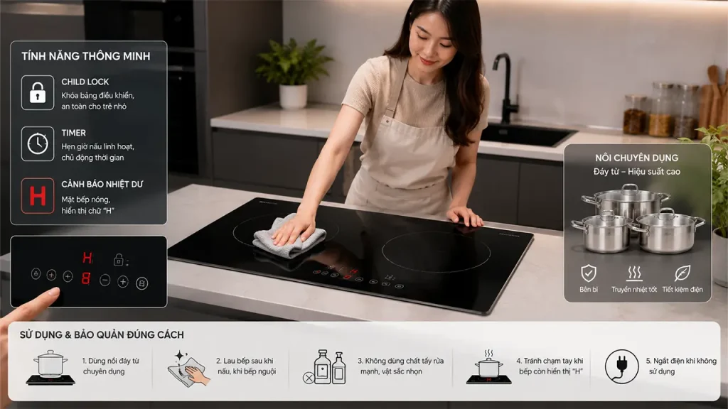 Hướng dẫn sử dụng và vệ sinh bếp điện từ đúng cách